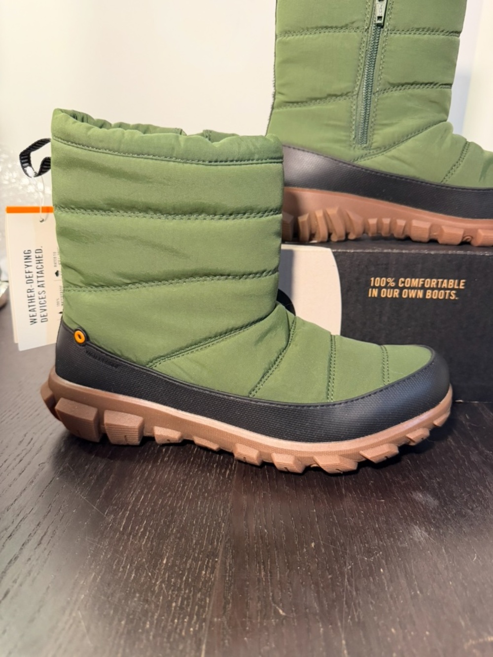 Bogs Cedar Quilt Waterproof Boots Cargo Green Womans 8